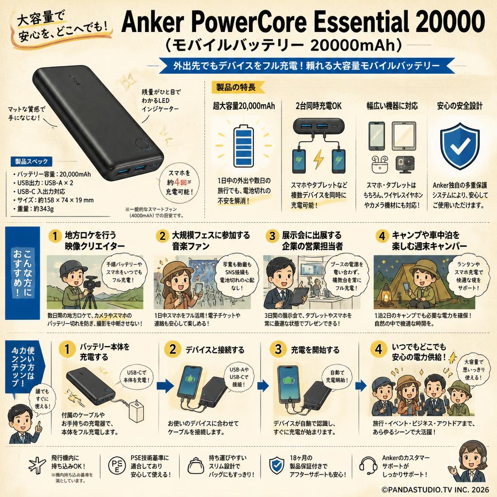 Anker PowerCore Essential 20000 (モバイルバッテリー 20000mAh) おもな対象のお客様