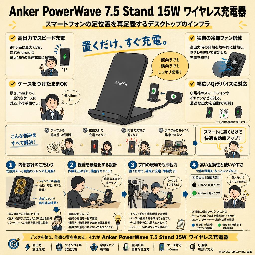 Anker PowerWave 7.5 Stand 15W ワイヤレス充電器 概要