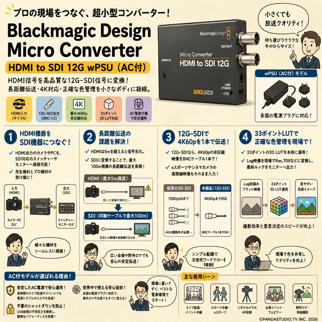 Blackmagic Design Micro Converter HDMI to SDI 12G wPSU（AC付） 概要