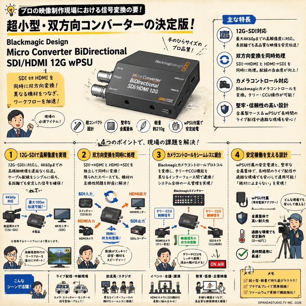 Blackmagic Design Micro Converter BiDirectional SDI/HDMI 12G wPSU 概要