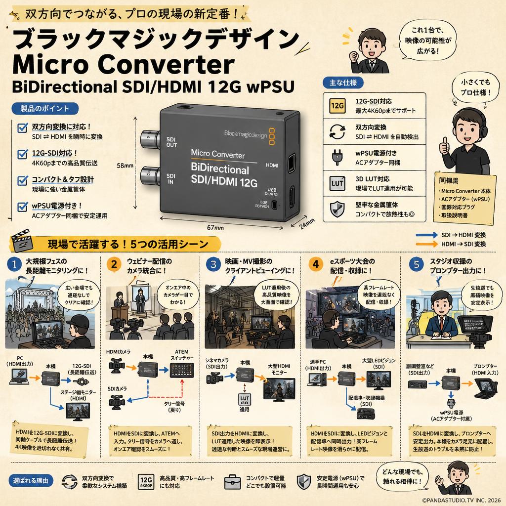 Blackmagic Design Micro Converter BiDirectional SDI/HDMI 12G wPSU 用途