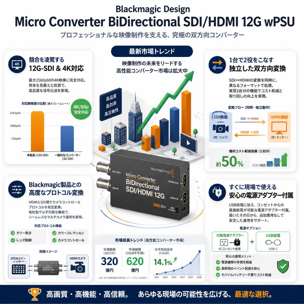 Blackmagic Design Micro Converter BiDirectional SDI/HDMI 12G wPSU セールスポイント