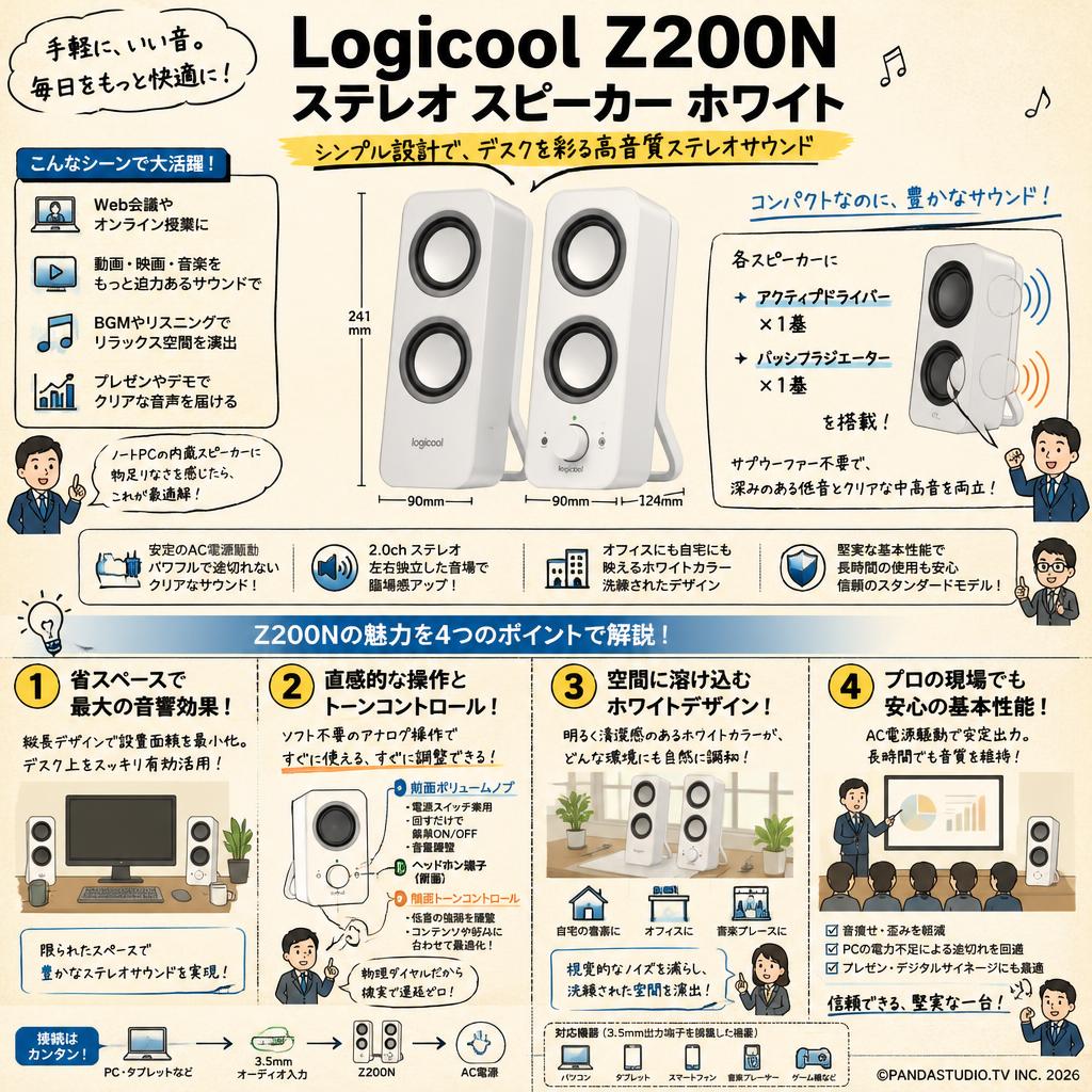 Logicool Z200Nステレオ スピーカー ホワイト 概要