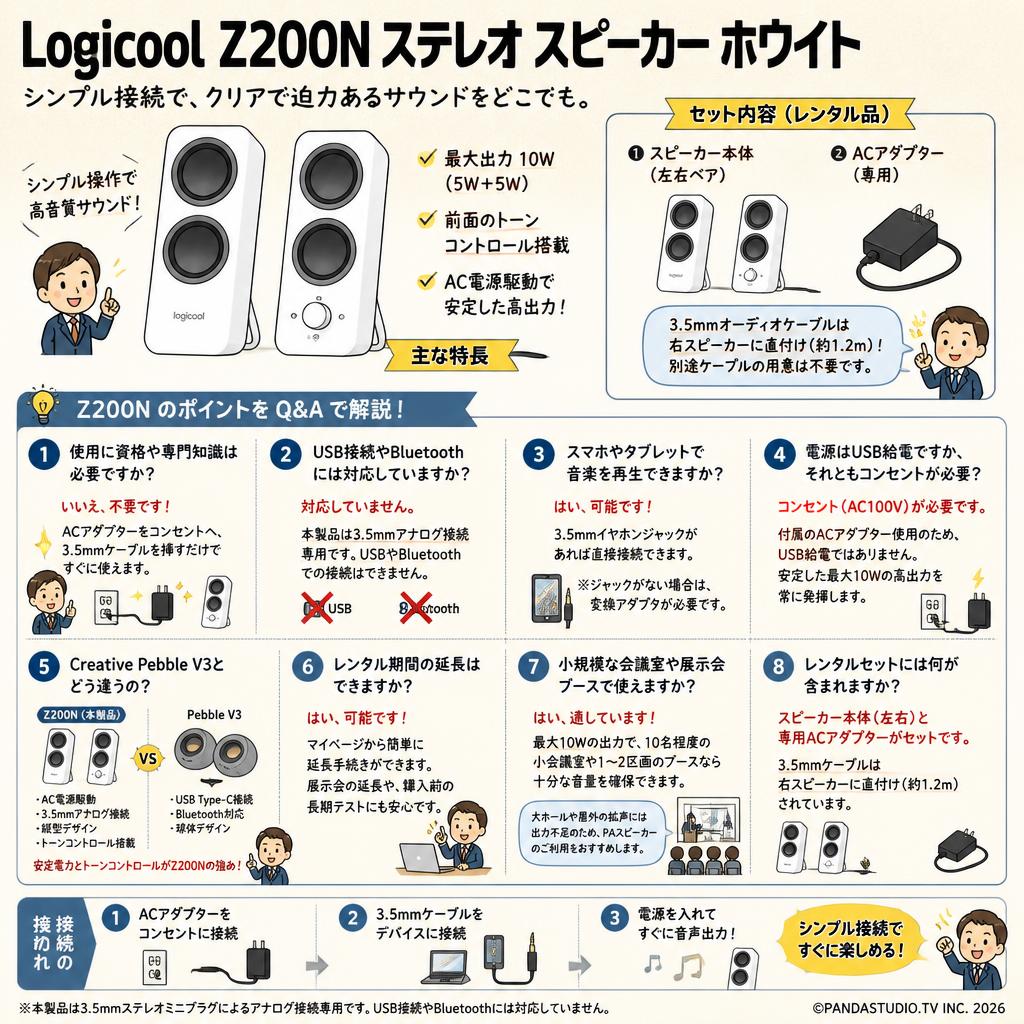 Logicool Z200Nステレオ スピーカー ホワイト FAQ（よくある質問と答え）