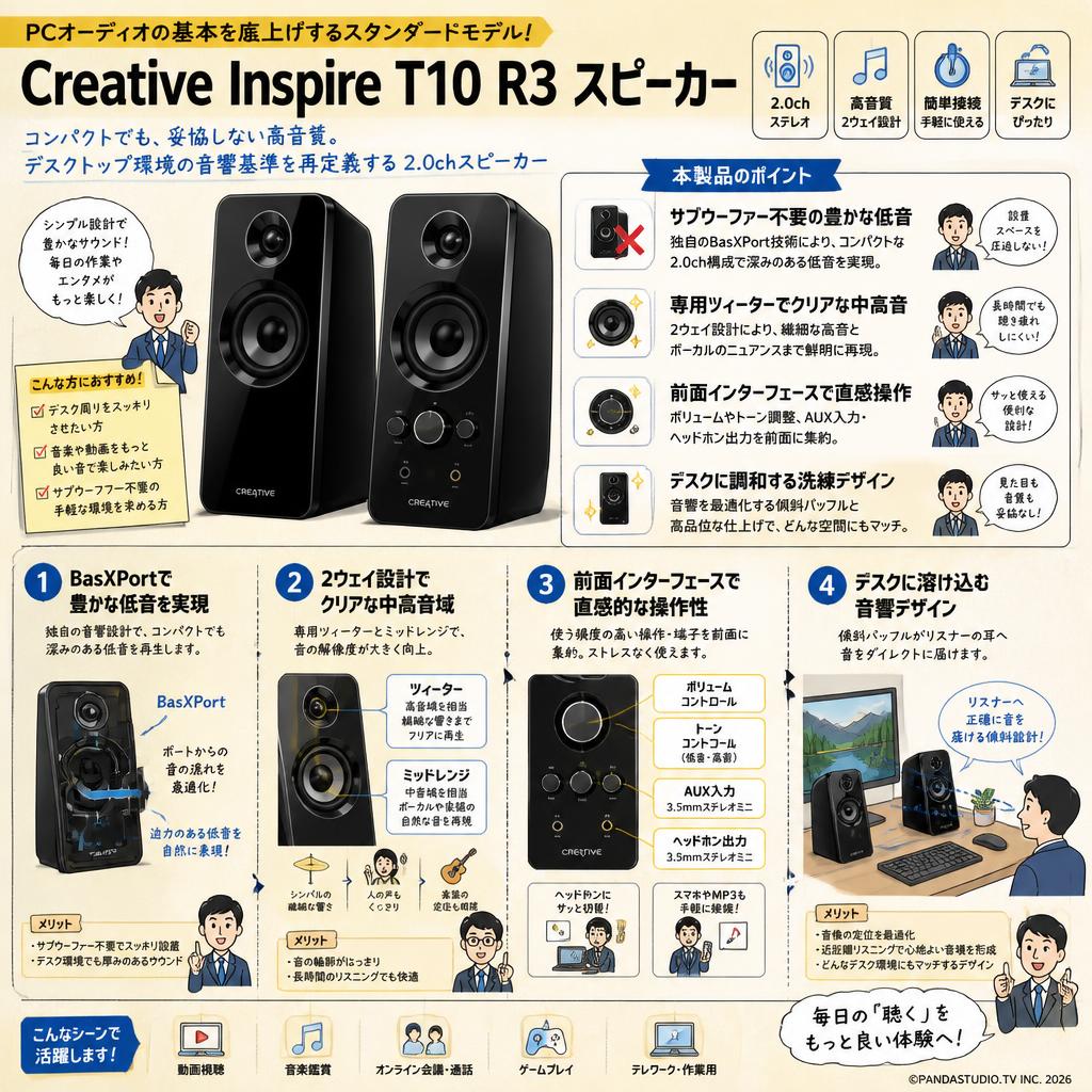 Creative Inspire T10 R3 スピーカー | パンダスタジオ・レンタル公式