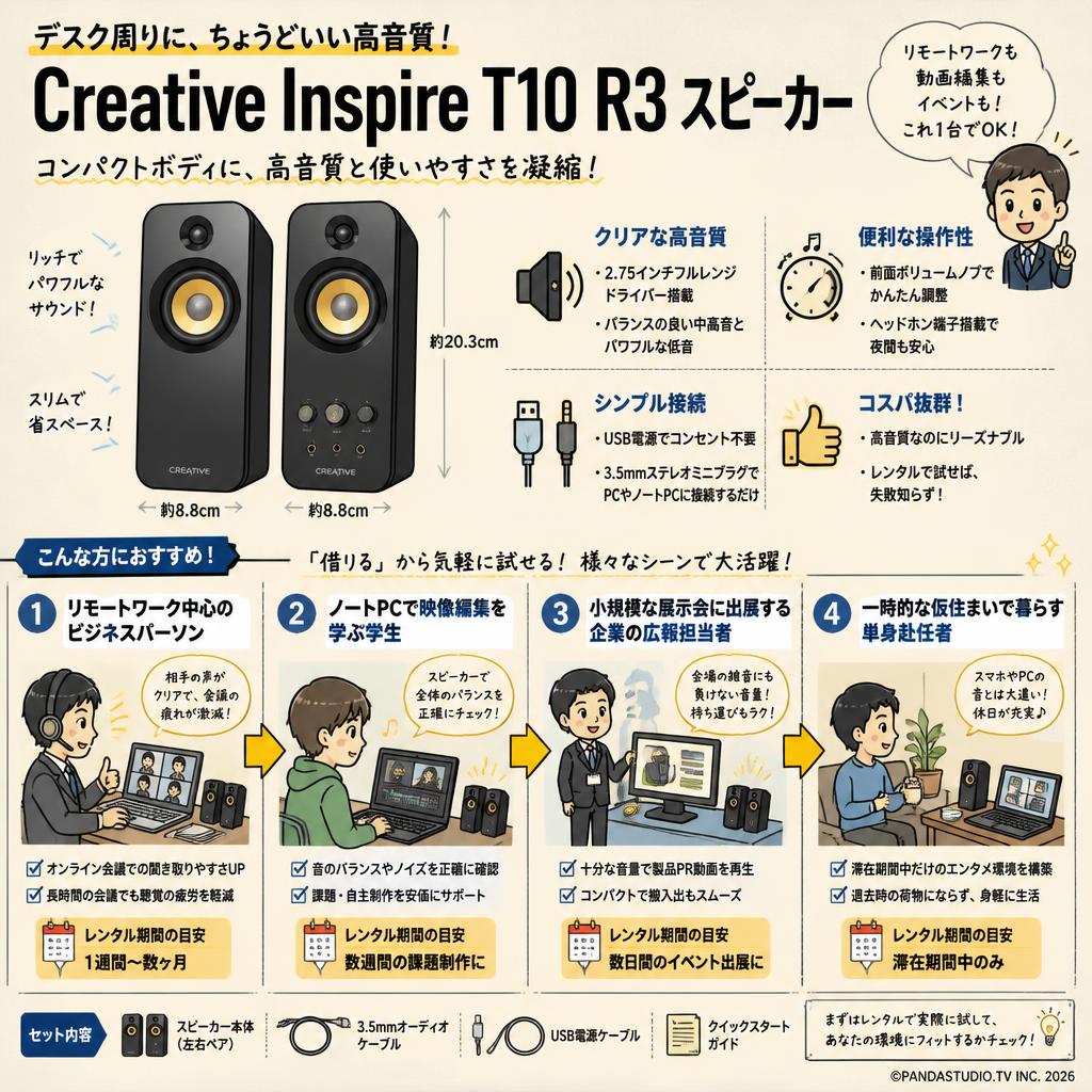 Creative Inspire T10 R3 スピーカー | パンダスタジオ・レンタル公式