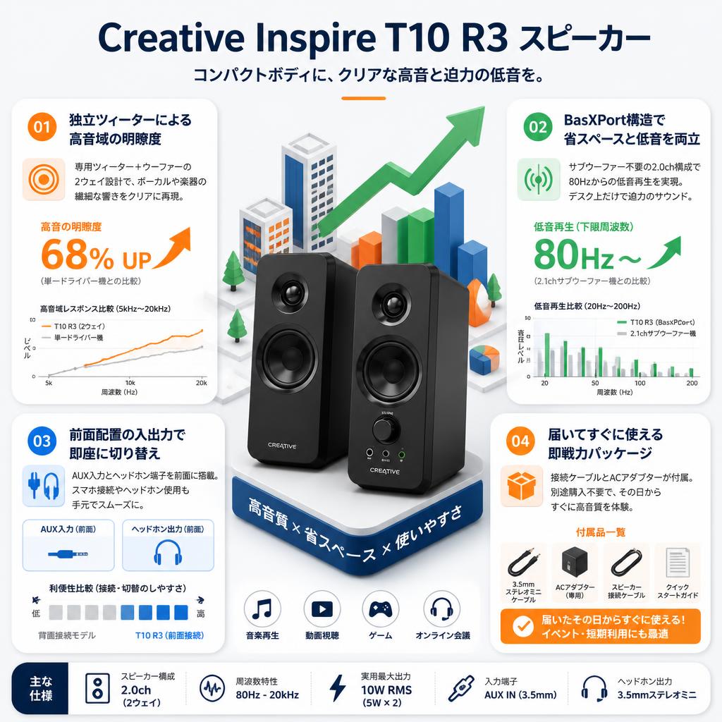 Creative Inspire T10 R3 スピーカー | パンダスタジオ・レンタル公式