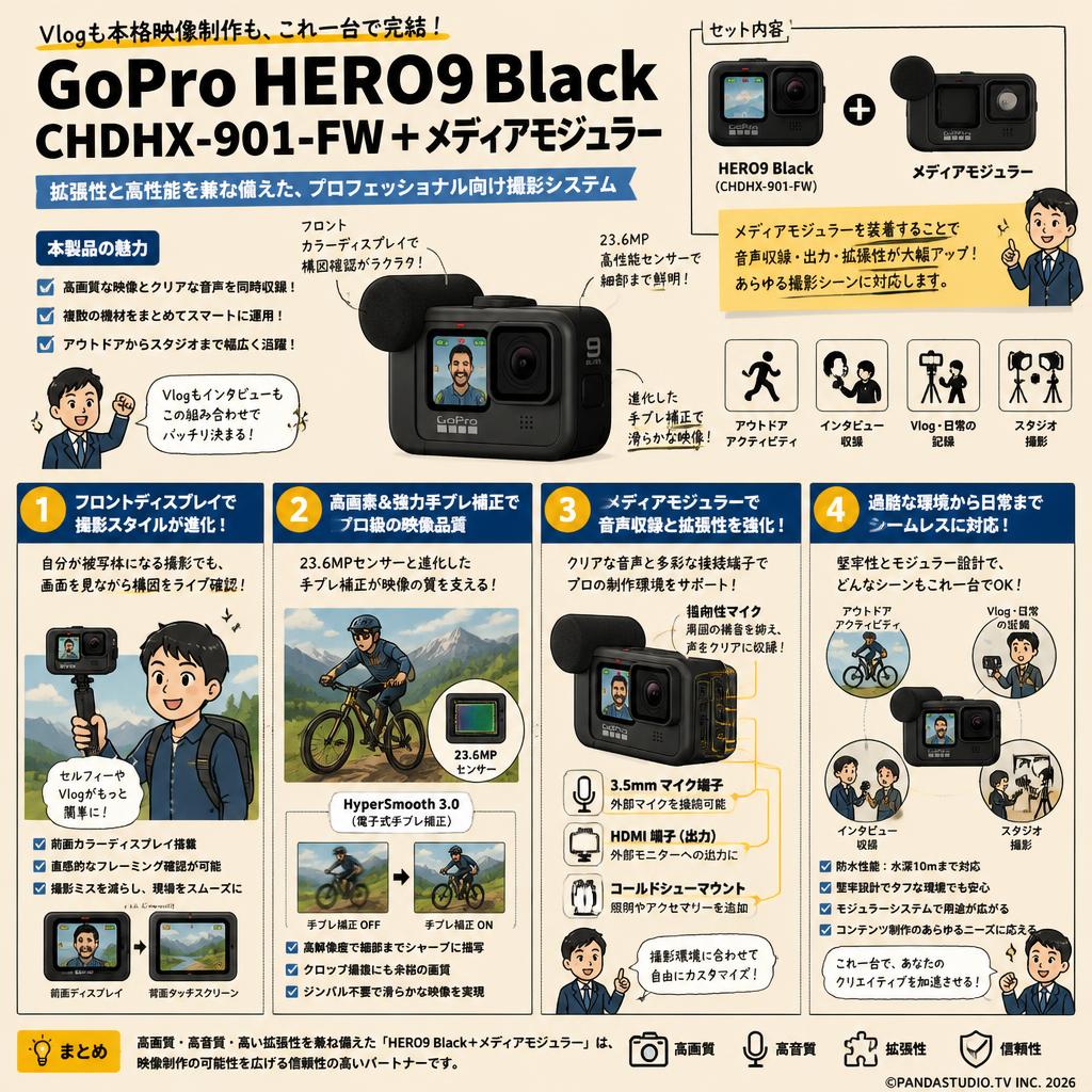 GoPro HERO9 Black  CHDHX-901-FW＋メディアモジュラー 概要
