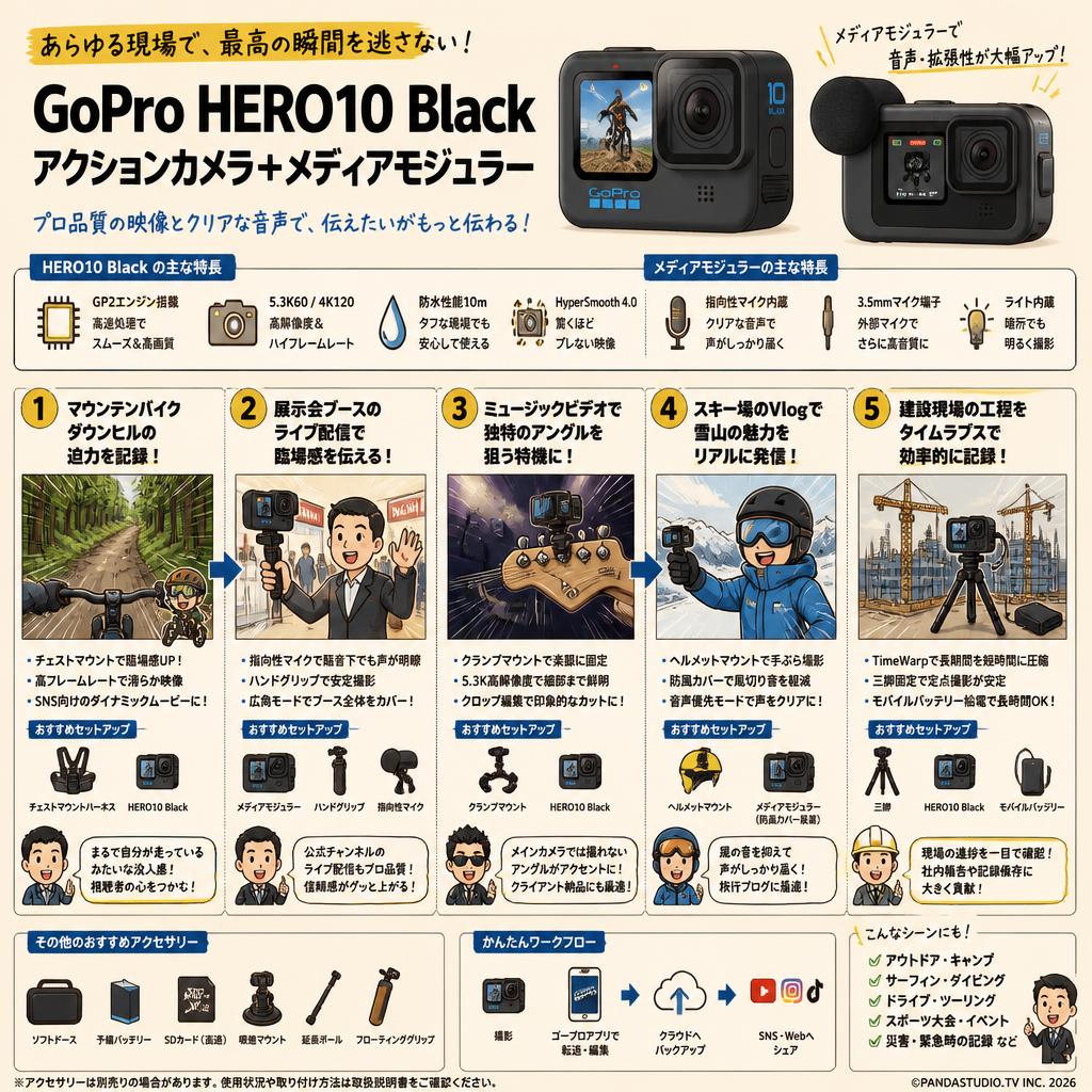 GoPro HERO10 Black アクションカメラ＋メディアモジュラー 用途