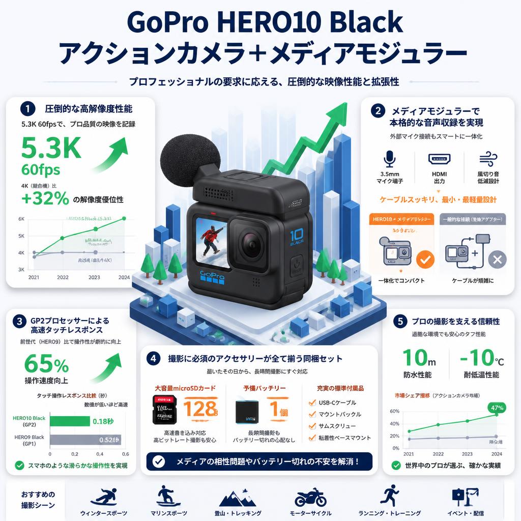 GoPro HERO10 Black アクションカメラ＋メディアモジュラー セールスポイント
