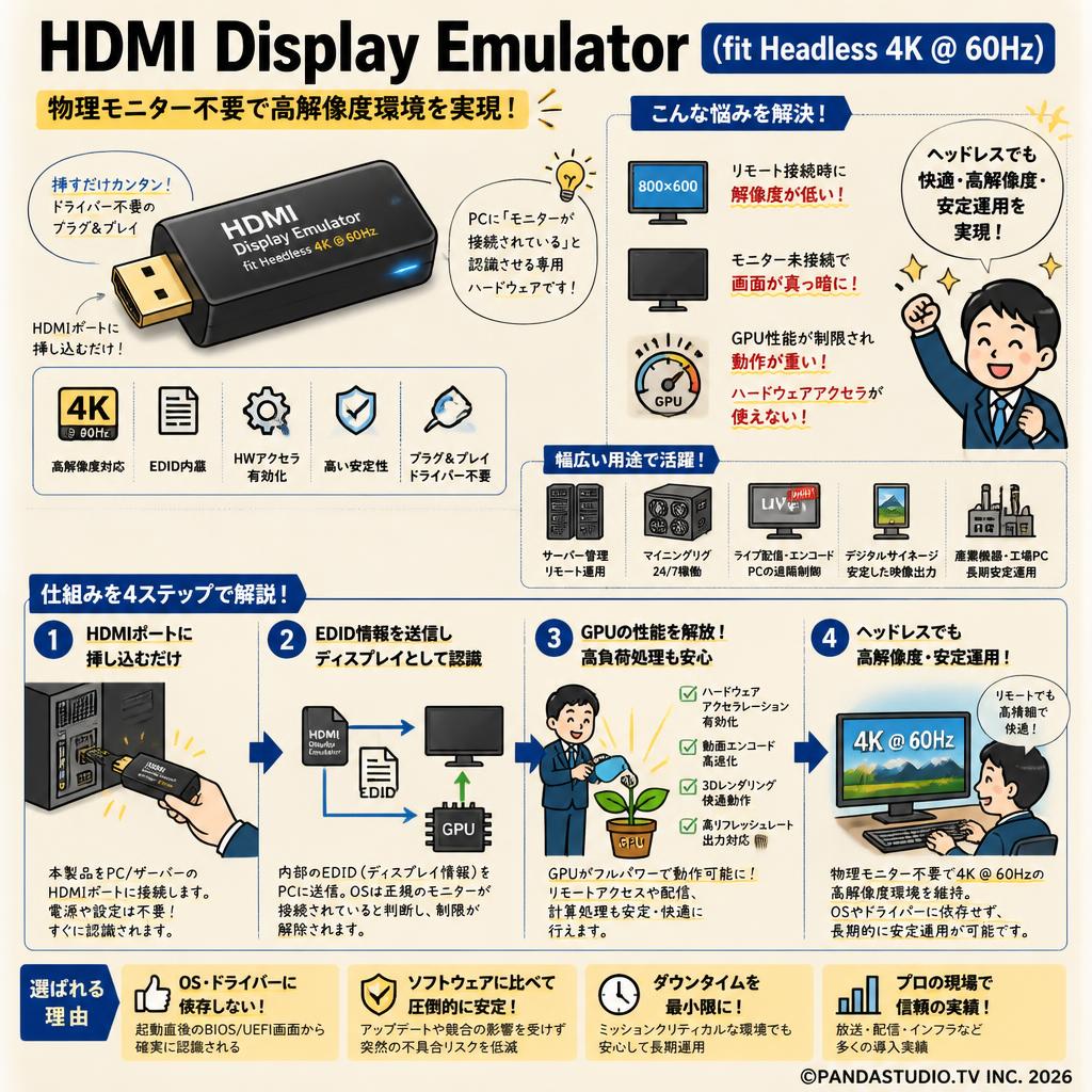 HDMI Display Emulator（fit Headless 4K @ 60Hz） 概要