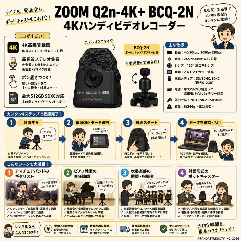 ZOOM Q2n-4K+ BCQ-2N 4Kハンディビデオレコーダー おもな対象のお客様