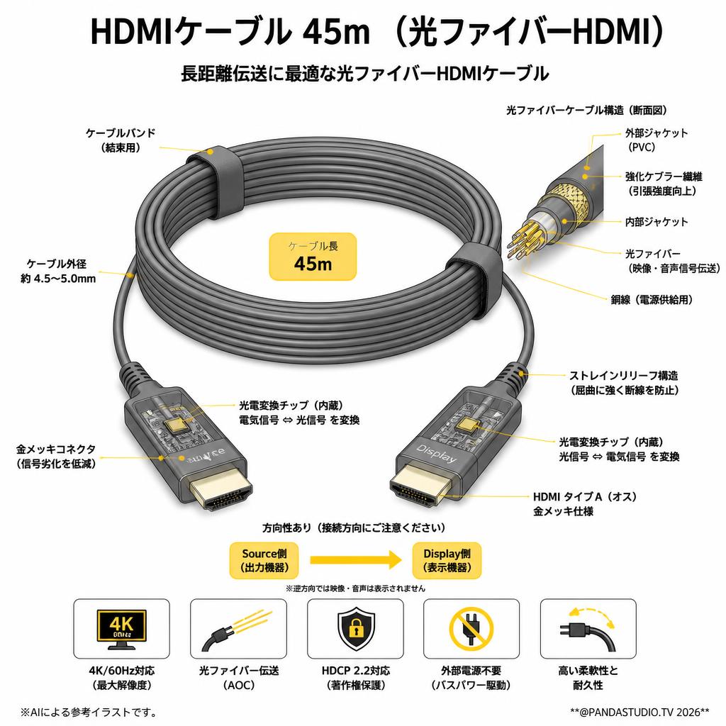 HDMIケーブル 45m （光ファイバーHDMI） スペック