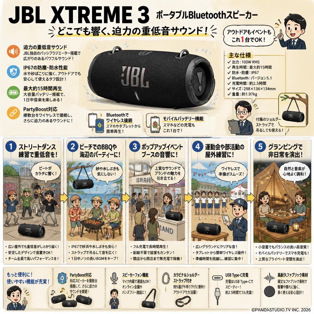 JBL XTREME 3  ポータブルBluetoothスピーカー 用途