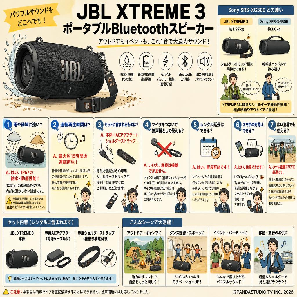 JBL XTREME 3  ポータブルBluetoothスピーカー FAQ（よくある質問と答え）