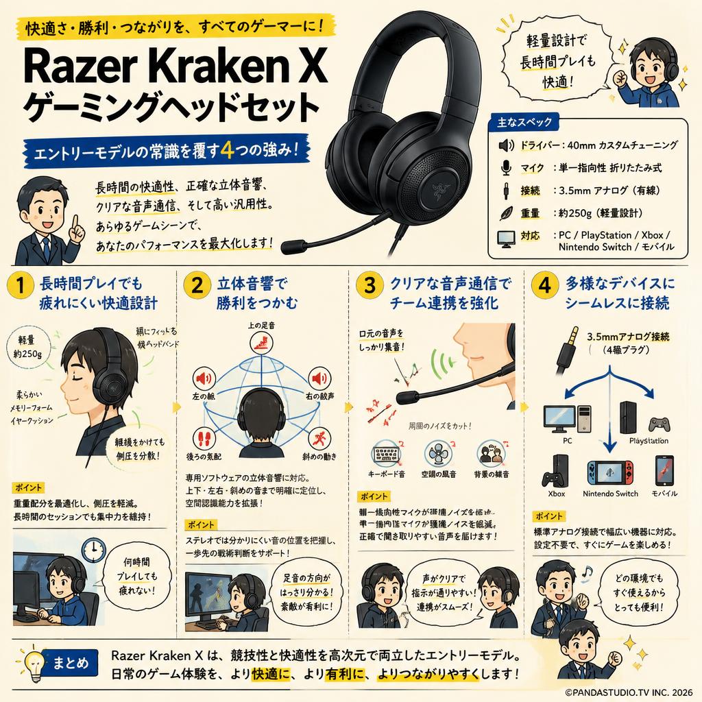 Razer Kraken X ゲーミングヘッドセット 概要