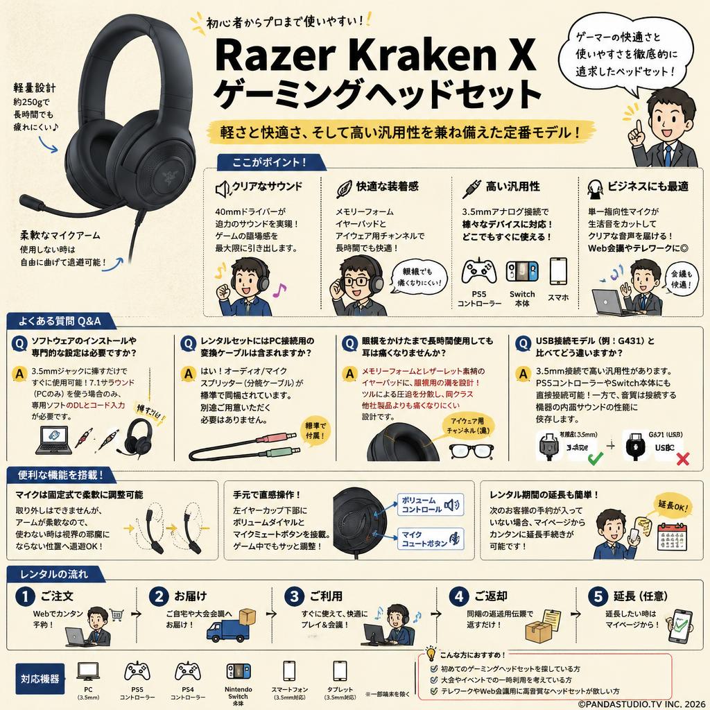 Razer Kraken X ゲーミングヘッドセット FAQ（よくある質問と答え）