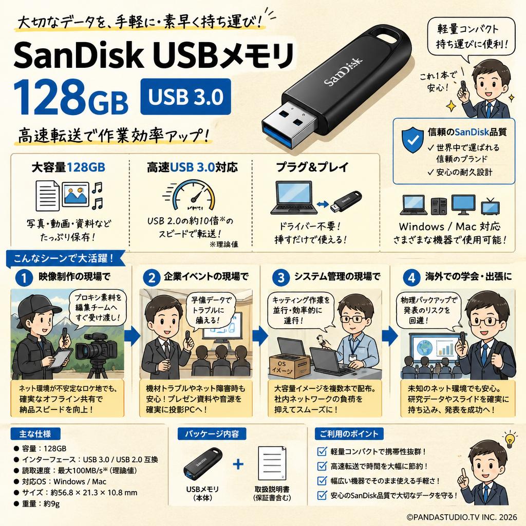 SanDisk USBメモリ 128GB USB 3.0 おもな対象のお客様
