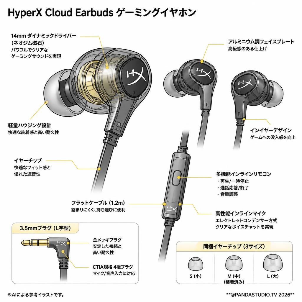 HyperX Cloud Earbuds ゲーミングイヤホン スペック