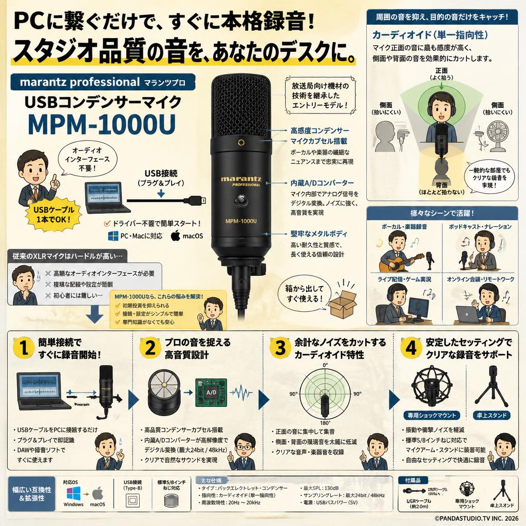 marantz professionalマランツプロ USBコンデンサーマイク  MPM-1000U 概要