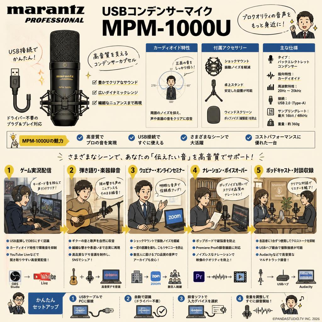 marantz professionalマランツプロ USBコンデンサーマイク  MPM-1000U 用途