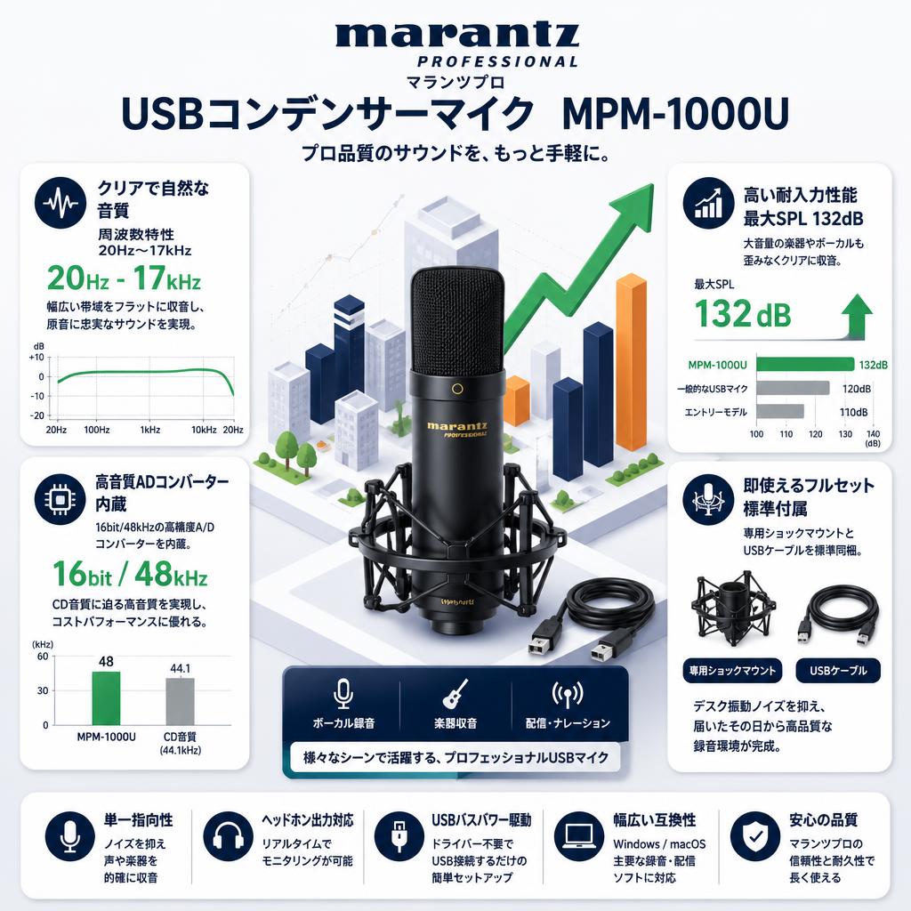 marantz professionalマランツプロ USBコンデンサーマイク  MPM-1000U セールスポイント