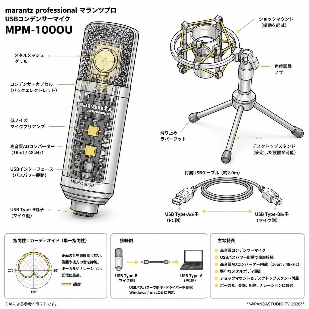 marantz professionalマランツプロ USBコンデンサーマイク  MPM-1000U スペック