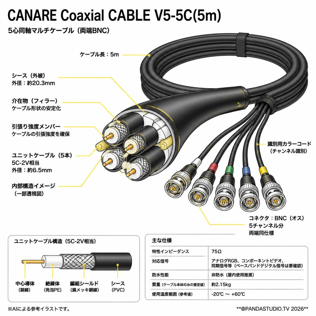 CANARE Coaxial CABLE V5-5C(5m) スペック