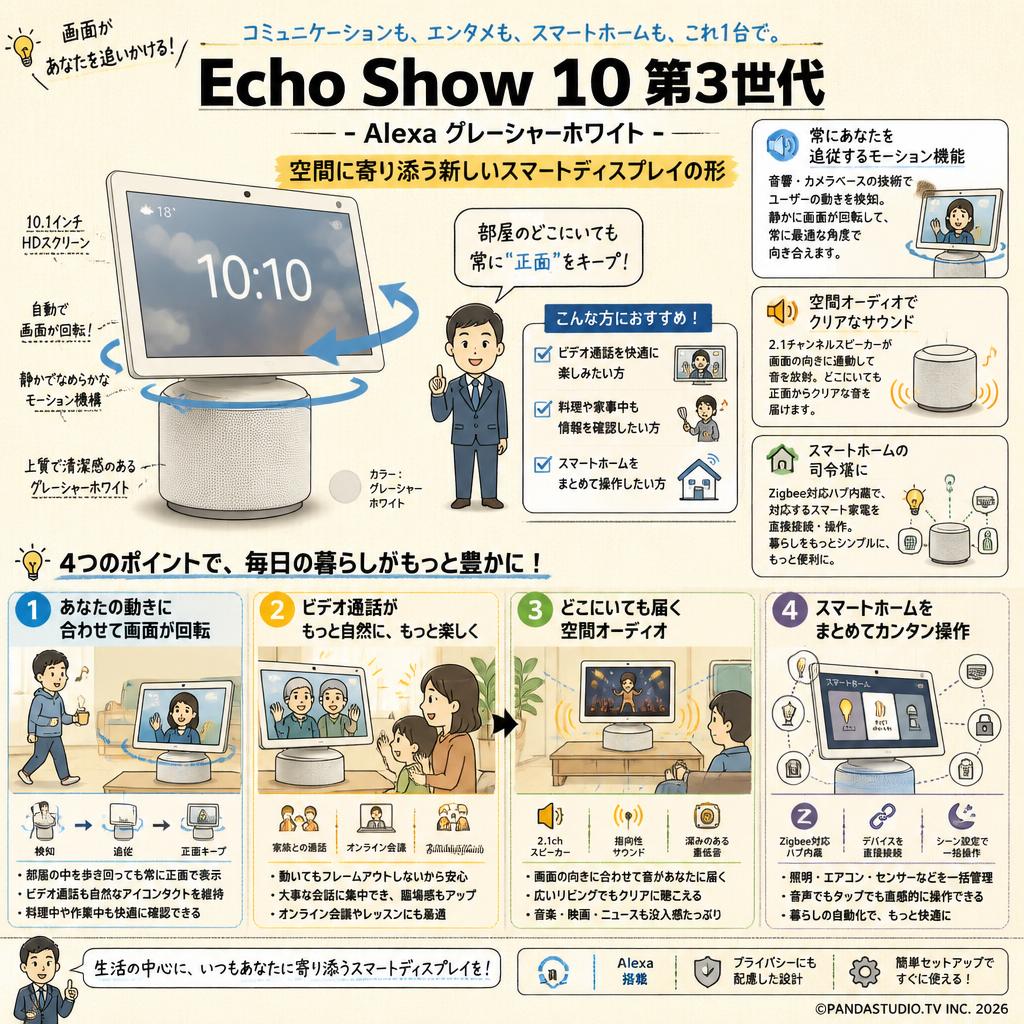 Echo Show 10 第3世代-Alexa グレーシャーホワイト 概要