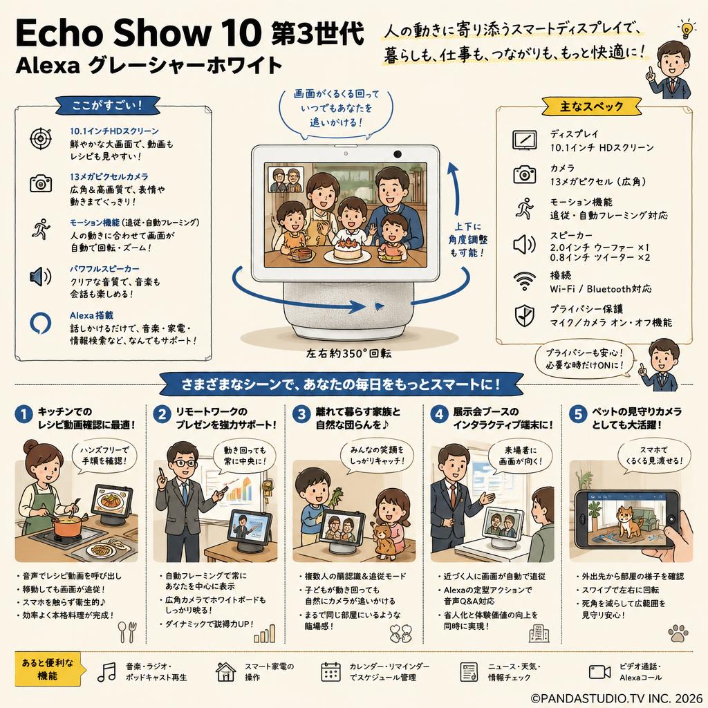 Echo Show 10 第3世代-Alexa グレーシャーホワイト 用途