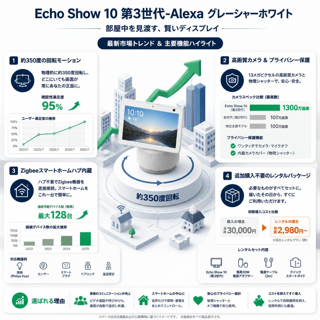 Echo Show 10 第3世代-Alexa グレーシャーホワイト セールスポイント