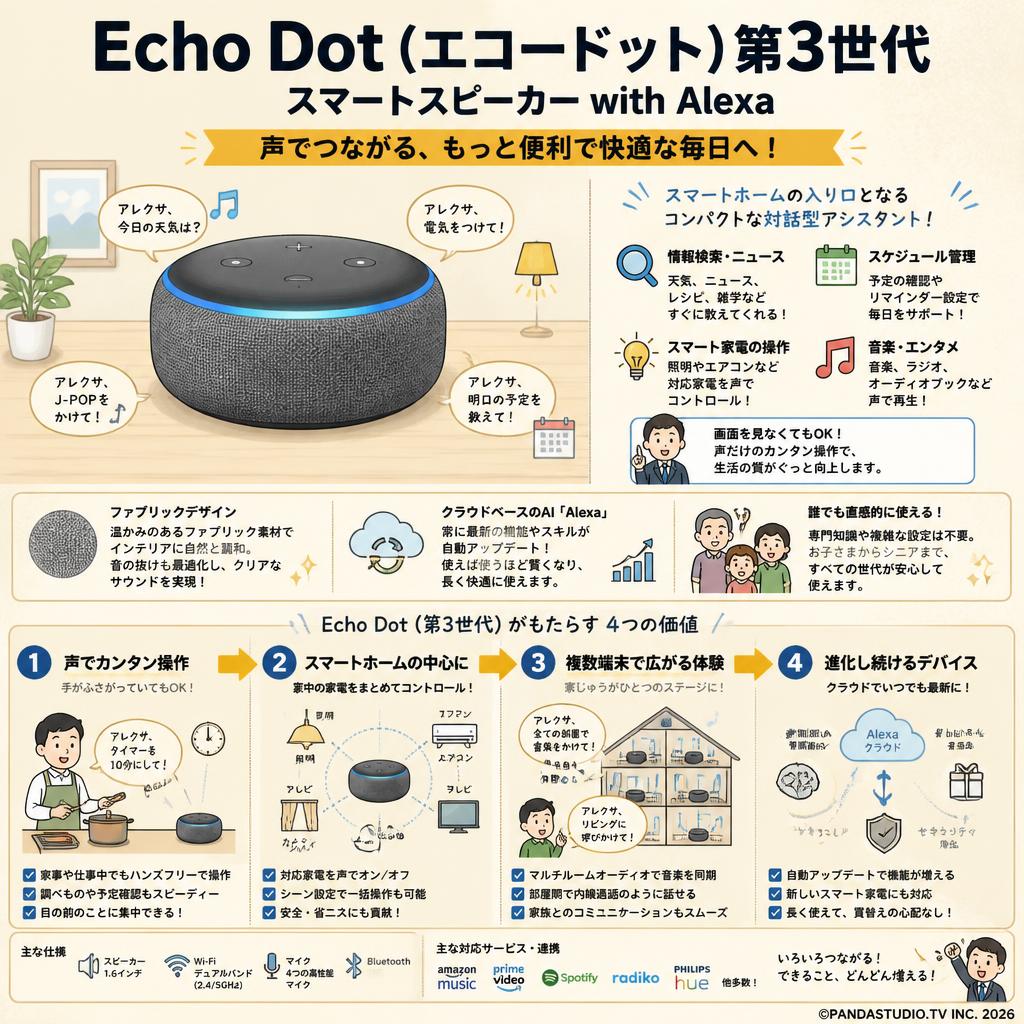 Echo Dot (エコードット)第3世代 - スマートスピーカー with Alexa