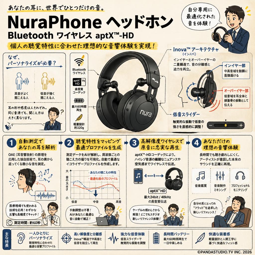 NuraPhone ヘッドホン Bluetooth ワイヤレス aptX™-HD 概要