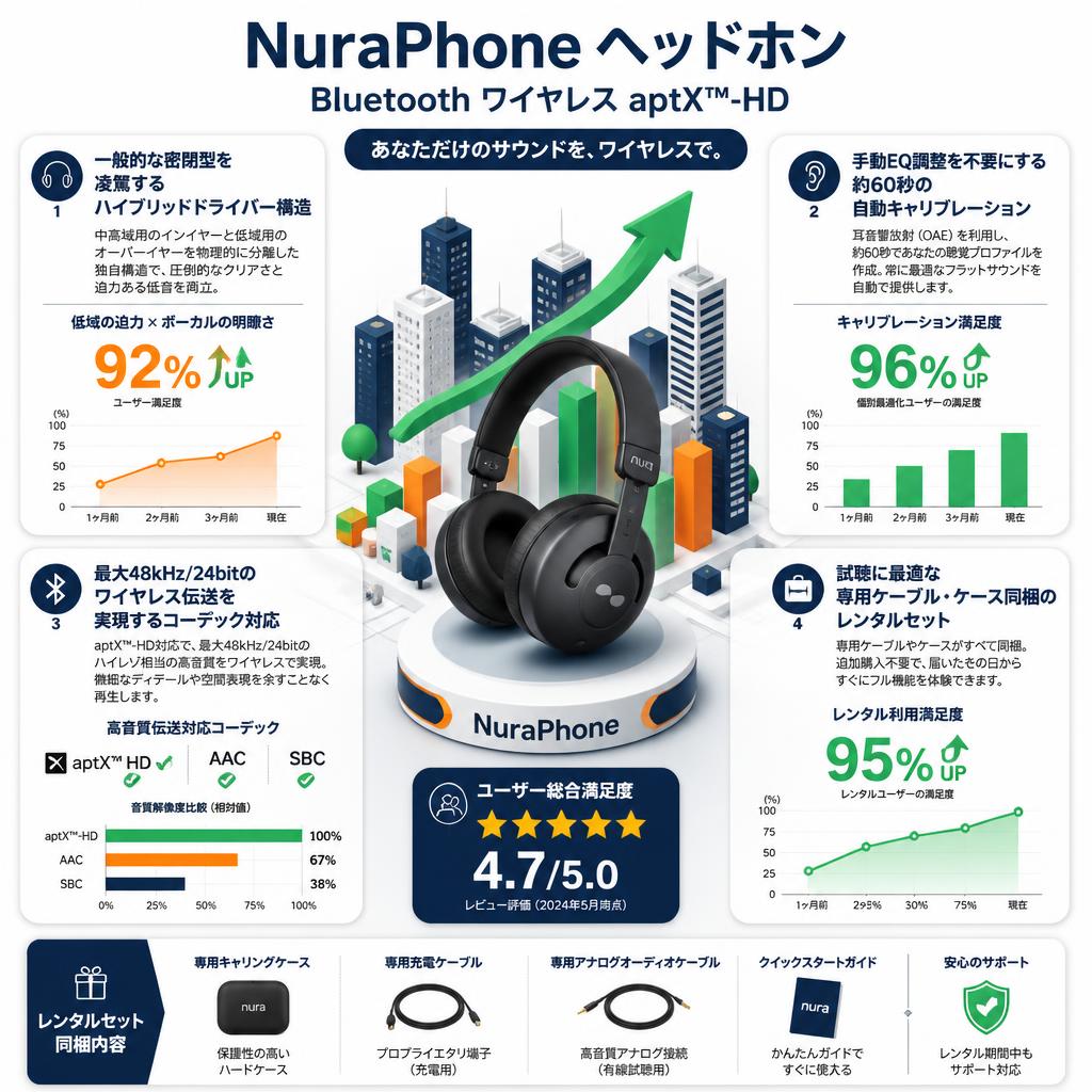 NuraPhone ヘッドホン Bluetooth ワイヤレス aptX™-HD セールスポイント