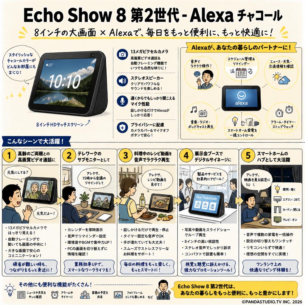 Echo Show 8 第2世代-Alexa チャコール 用途