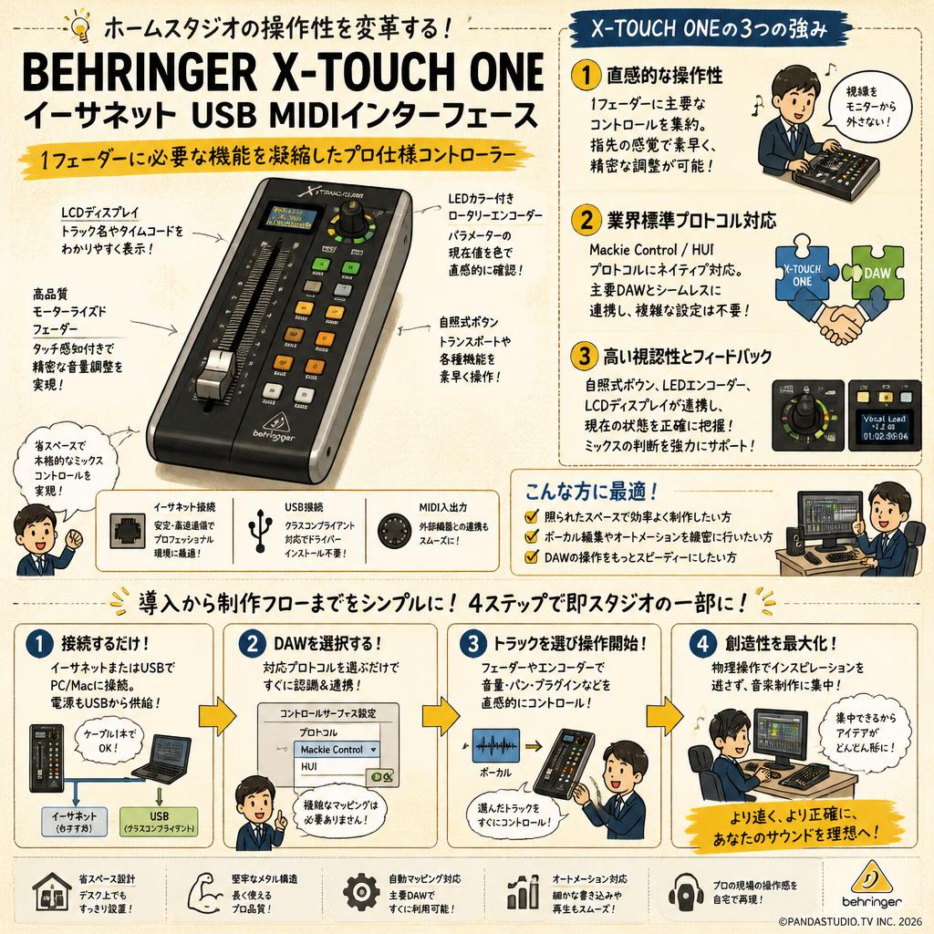 BEHRINGER X-TOUCH ONEイーサネット USB MIDIインターフェース