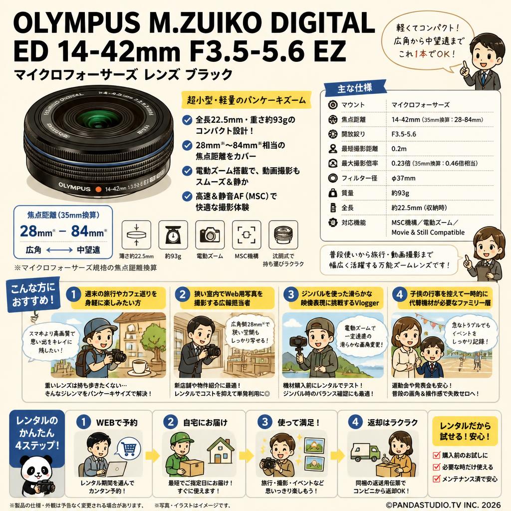 OLYMPUS M.ZUIKO DIGITAL ED 14-42mm F3.5-5.6 EZ マイクロフォーサーズ レンズ ブラック おもな対象のお客様