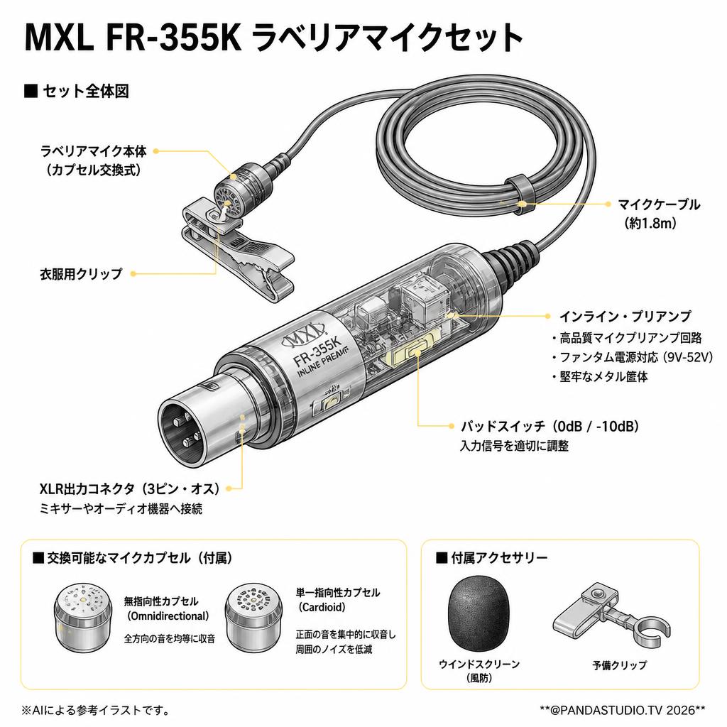 MXL  FR-355K ラべリアマイクセット スペック