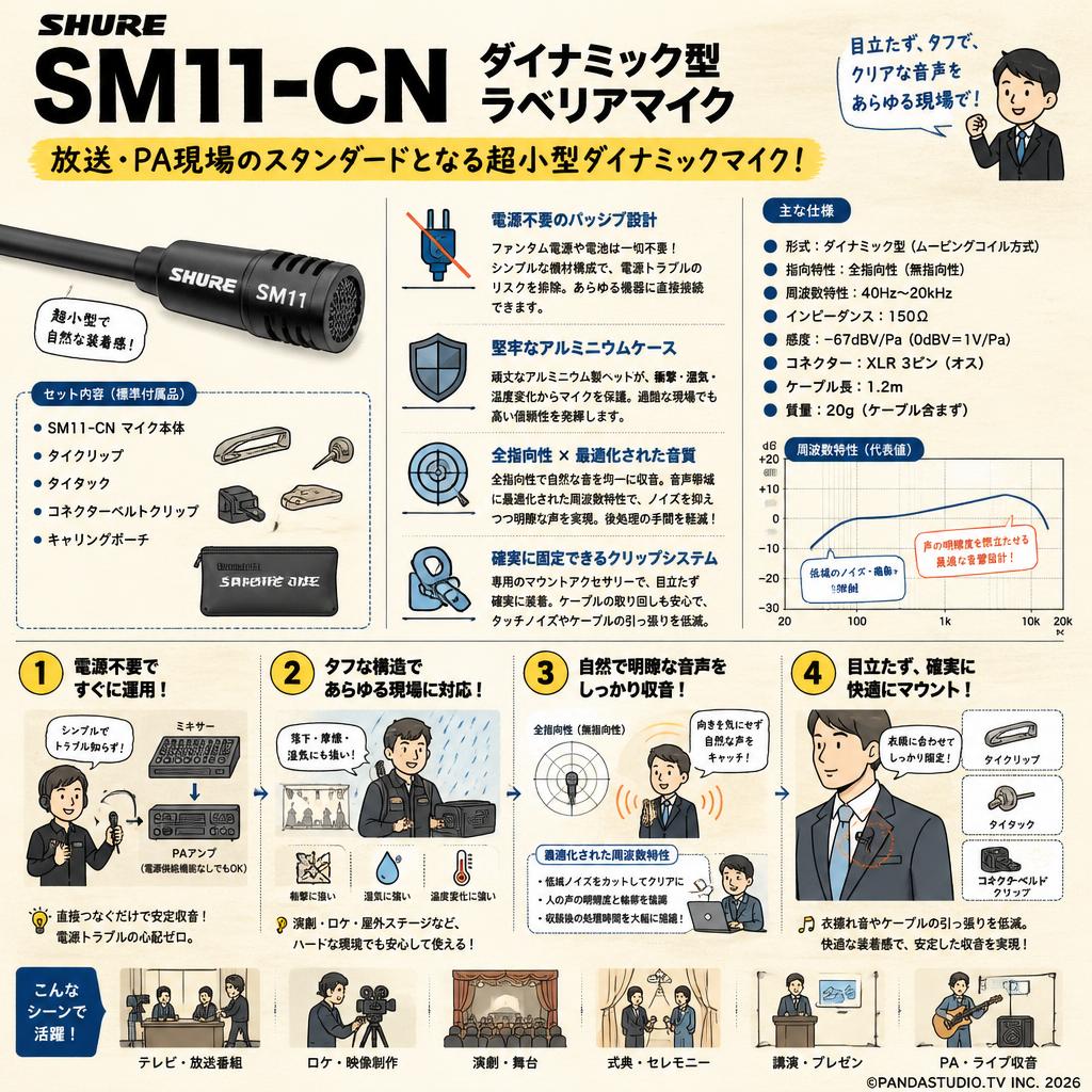 SHURE  SM11-CN ダイナミック型ラベリアマイク 概要