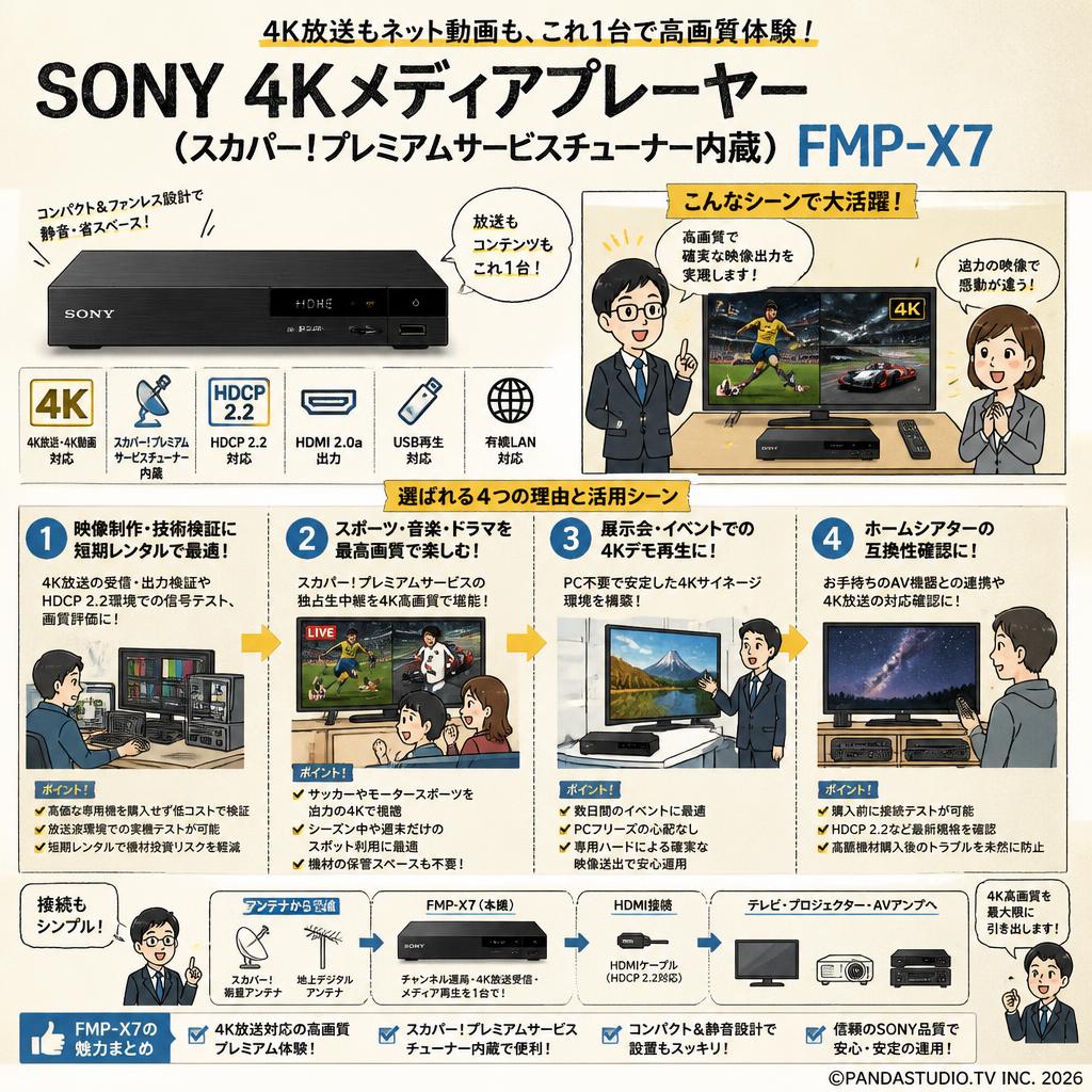 SONY 4Kメディアプレーヤー (スカパー！プレミアムサービスチューナー内蔵) FMP-X7 おもな対象のお客様