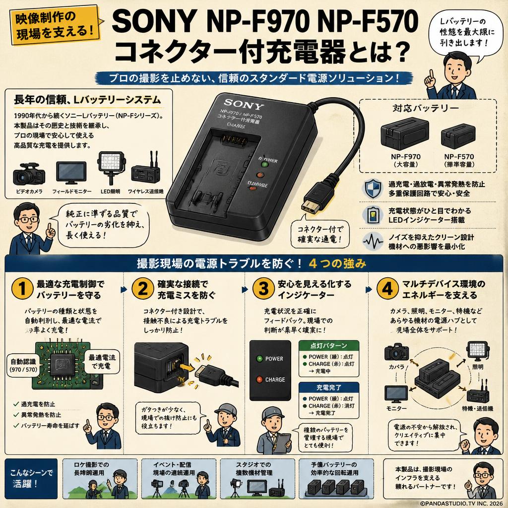 SONY NP-F970 NP-F570 コネクター付充電器 概要