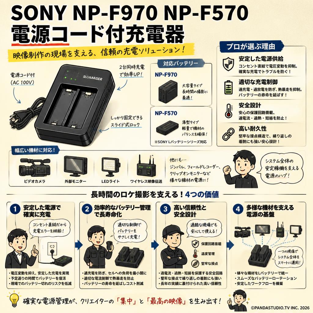 SONY NP-F970 NP-F570 電源コード付充電器 概要