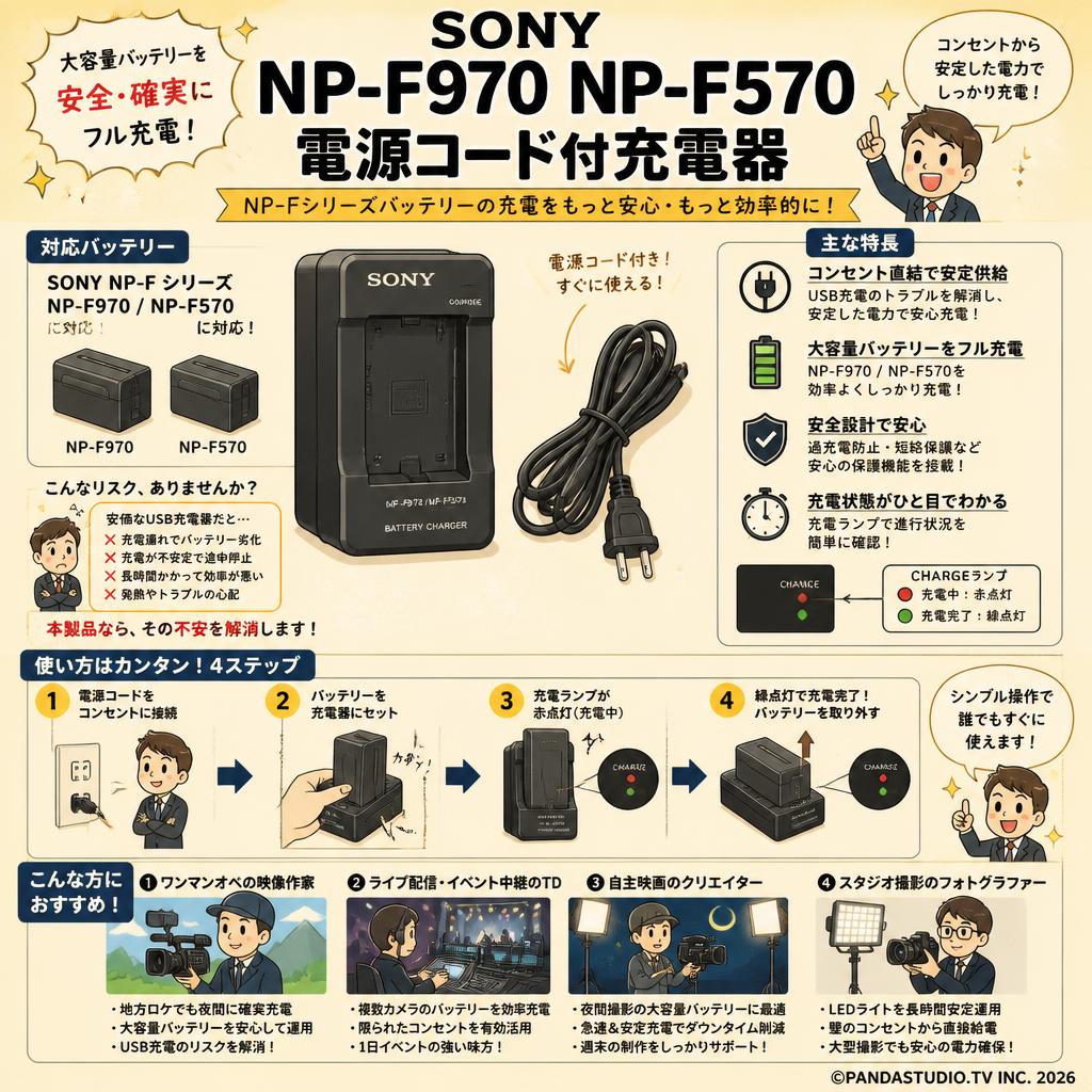 SONY NP-F970 NP-F570 電源コード付充電器 おもな対象のお客様