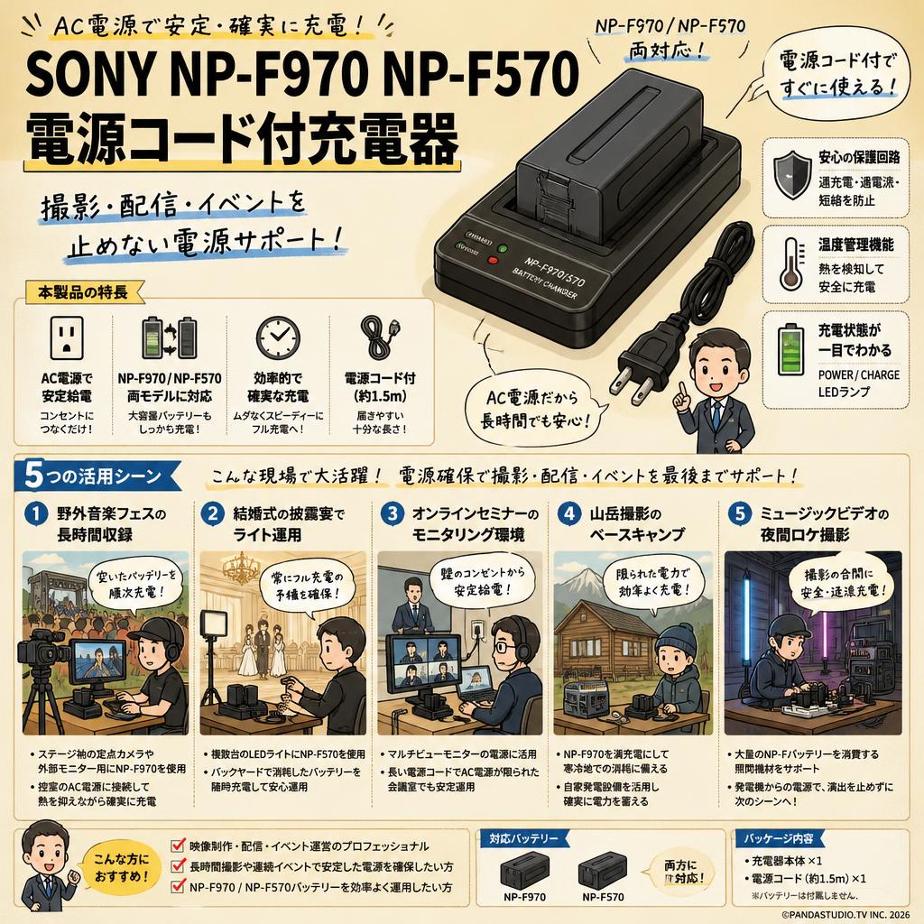 SONY NP-F970 NP-F570 電源コード付充電器 用途