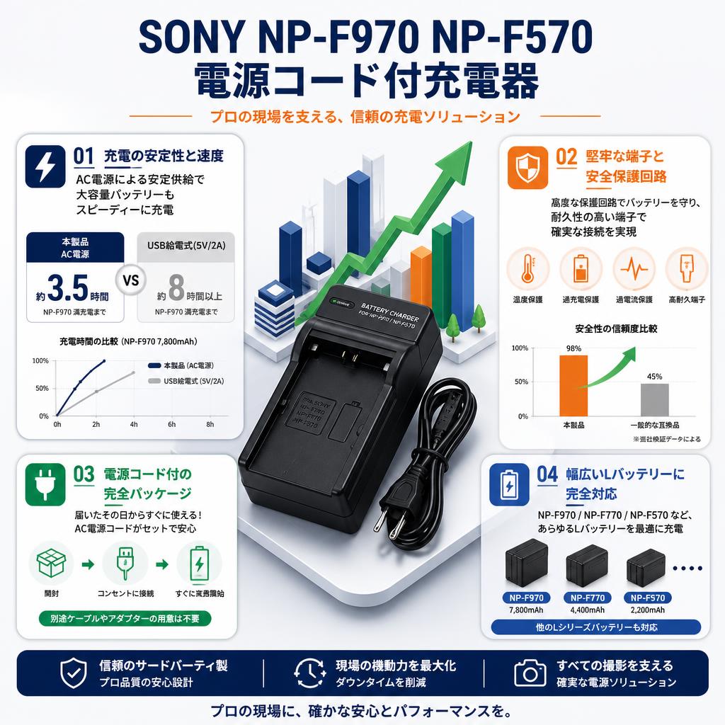 SONY NP-F970 NP-F570 電源コード付充電器 セールスポイント
