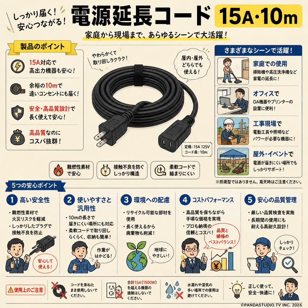 電源延長コード 15A・10m 概要