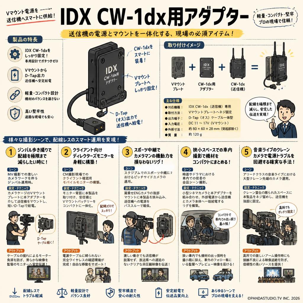 IDX CW-1dx用アダプター 用途