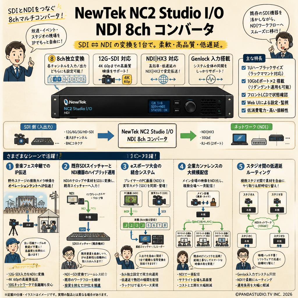 NewTek NC2 Studio I/O NDI 8ch コンバータ 用途