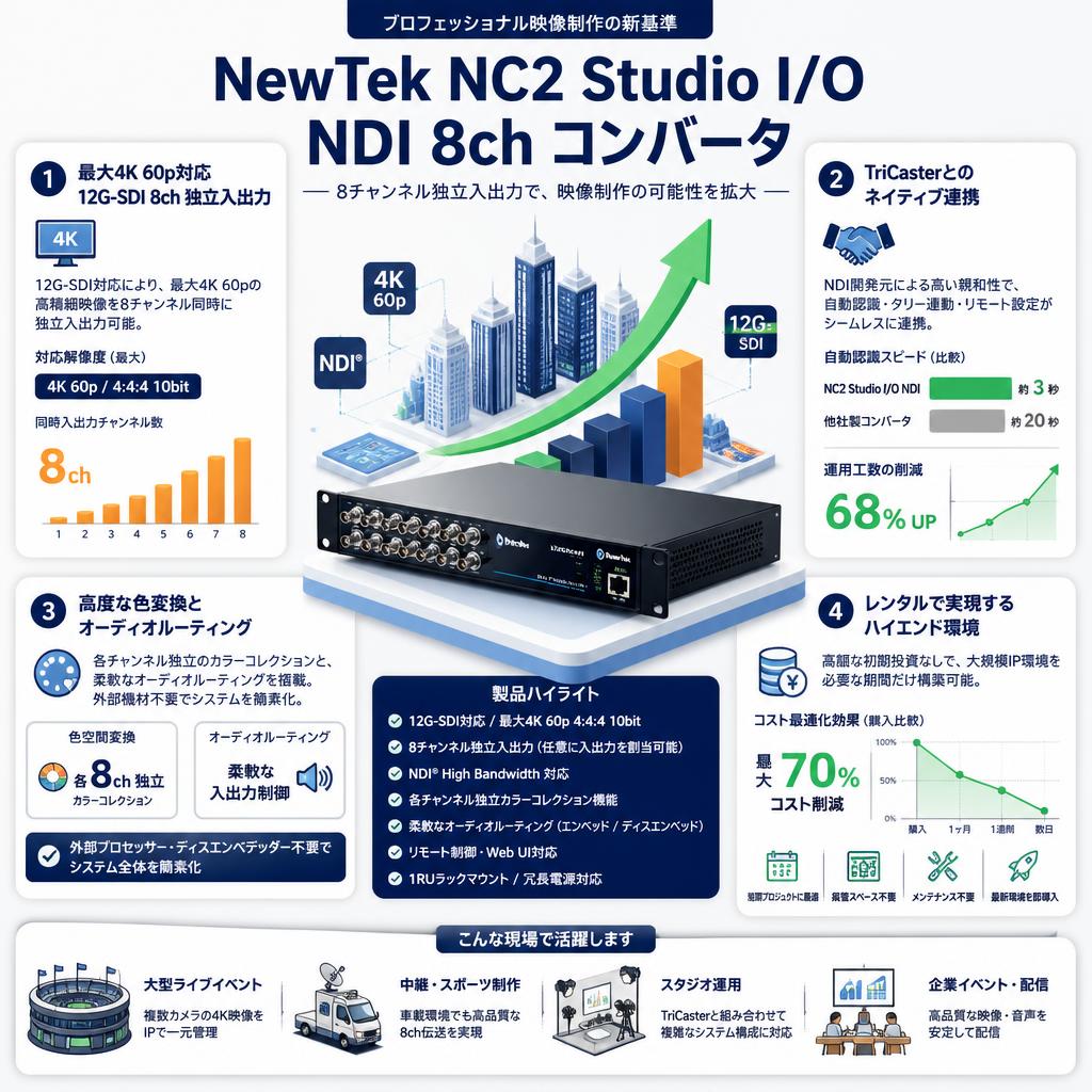 NewTek NC2 Studio I/O NDI 8ch コンバータ セールスポイント