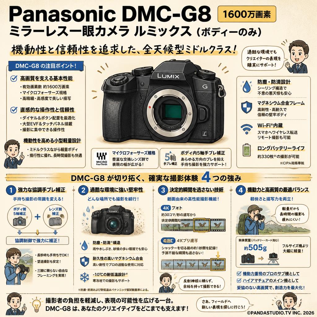 Panasonic DMC-G8 1600万画素  ミラーレス一眼カメラ ルミックス (ボディーのみ) 概要